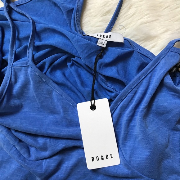 ✨ Ro & De Cobalt Blue V-Neck Straps Tank Top - Picture 4 of 6